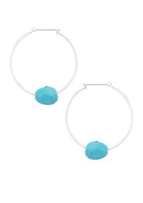 Kenneth Cole New York Semi Precious Turquoise Bead Hoop Earrings