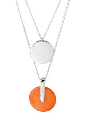 Kenneth Cole New York Coral Shell & Silver Circle Duo Pendant