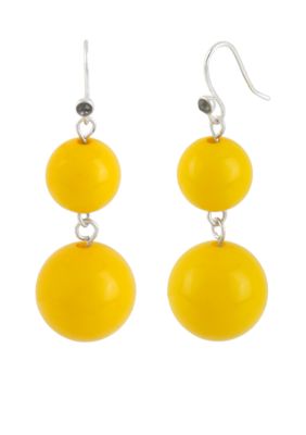 Kenneth Cole New York Yellow Double Bead Drop Earrings