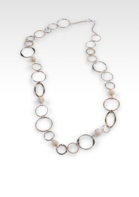 Kristin Davis Gold Multi Texture Link Necklace with Gold Balls
