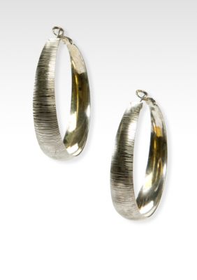 Kristin Davis Silver Brushed Hoop
