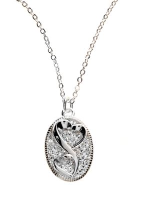 Belk Silverworks Oval Crystal Pave Pendant