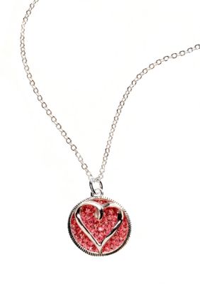 Belk Silverworks Round Pave Pink Crystal Pendant