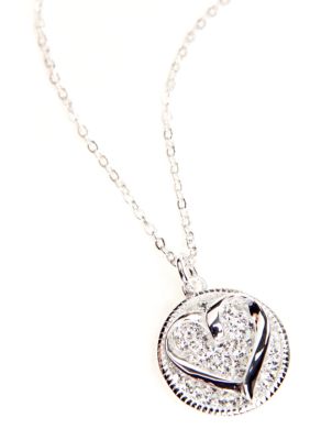 Belk Silverworks Open Heart Crystal Pendant Necklace