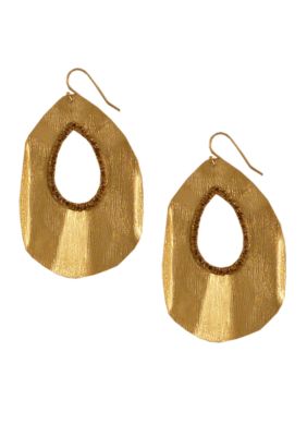 Jessica Simpson Gold Tone Core Ruffle Drop Earring