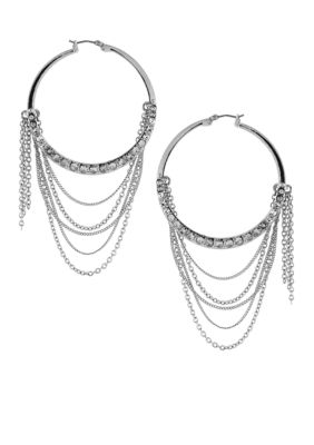 Jessica Simpson Baroque Chic Silver Chain Hoops