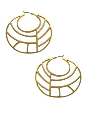 Jessica Simpson Gold Princess Cut Out Hoop Earrings