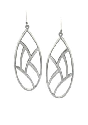 Jessica Simpson Silver Princess Linear Drop Earrings
