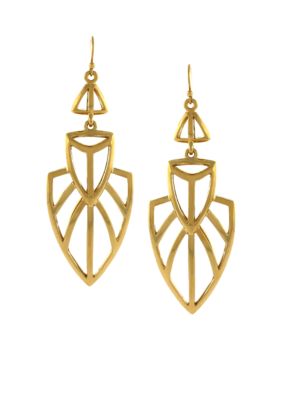 Jessica Simpson Gold Princess Geometric Drop Earrings
