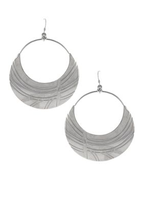 Jessica Simpson Silver Princess Drop Hoop Earrings