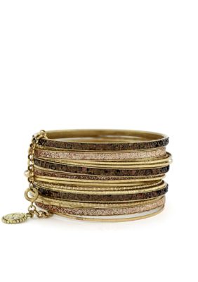 Jessica Simpson Gold Glitter Bangle Set