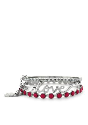 Jessica Simpson Silver Love Color Wheel Bracelet Set