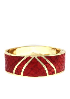 Jessica Simpson Gold and Red Snake Princess Hinge Bangle