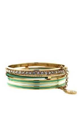 Jessica Simpson Mint and Crystal Colorwheel Bangle Set