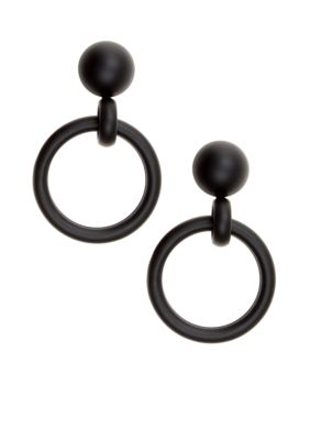 Betsey Johnson Black Doorknocker Earrings