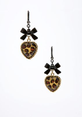 Betsey Johnson Leopard Heart Earring