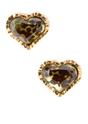 Betsey Johnson Leopard Heart Stud Earring