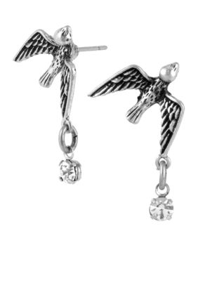 Betsey Johnson Bird Stud & Crystal Drop Earrings