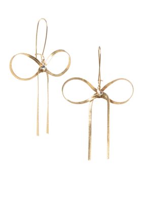 Betsey Johnson Gold Bow Drop Earrings