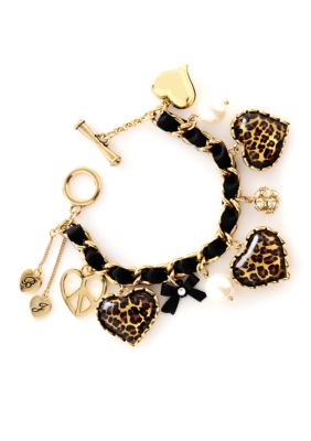Betsey Johnson Leopard Heart Toggle Bracelet