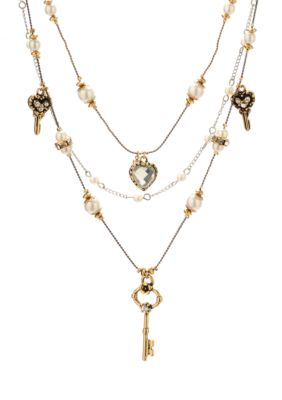 Betsey Johnson Heart & Key Illusion Necklace