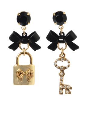 Betsey Johnson Lock & Key Mismatch Drop Earring