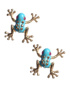 Betsey Johnson Turquoise Frog Stud Earring