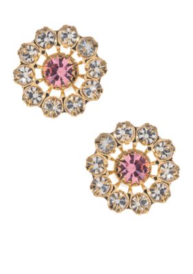 Betsey Johnson Pink Crystal Stud Earrings
