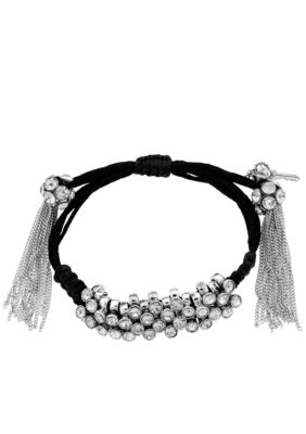 Betsey Johnson Crystal Fringe Macrame Bracelet