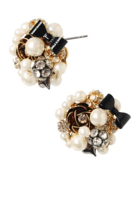 Betsey Johnson Pearl Cluster Bead Stud Earrings