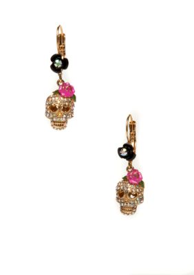 Betsey Johnson Crystal Skull Earring