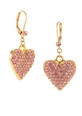 Betsey Johnson Crystal Heart Drop Earring