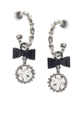 Betsey Johnson Bow & Crystal Drop Earrings