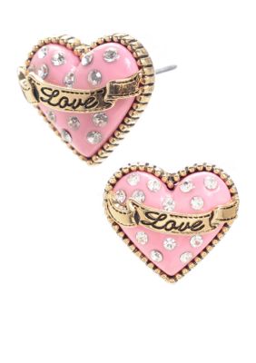 Betsey Johnson 'Love' Heart Stud Earrings