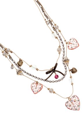 Betsey Johnson Lucite Heart Illusion Necklace
