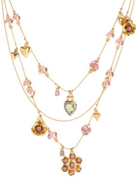 Betsey Johnson Pink Crystal Illusion Necklace