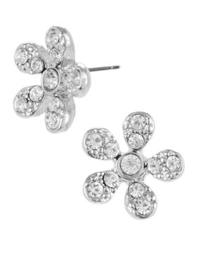 Betsey Johnson Crystal Flower Stud Earrings