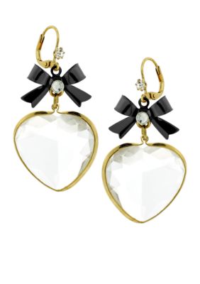 Betsey Johnson Faceted Heart Drop Earring