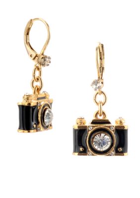 Betsey Johnson Camera Drop Earrings
