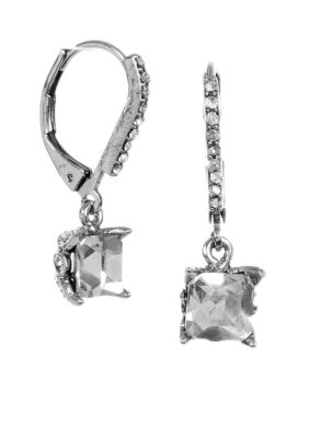 Betsey Johnson Square Crystal Drop Earrings