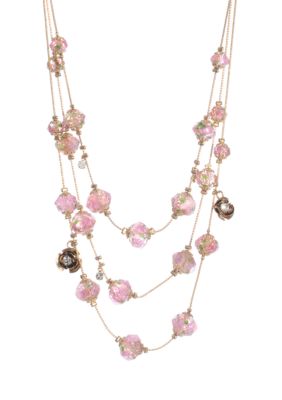 Betsey Johnson Flower Bead Illusion Necklace