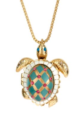 Betsey Johnson Turtle Pendant Long Necklace