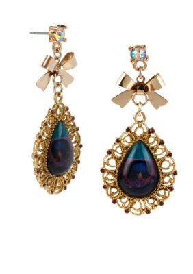 Betsey Johnson Peacock Pattern Teardrop Earrings
