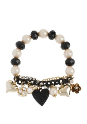 Betsey Johnson Black Heart Half Stretch Bracelet