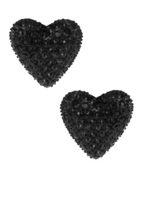 Betsey Johnson Black Heart Stud Earrings