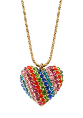 Betsey Johnson Rainbow Heart Pendant Necklace
