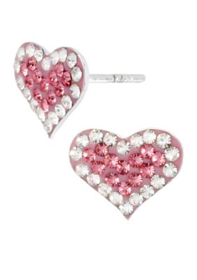 Betsey Johnson Pink Pave Heart Stud Earrings
