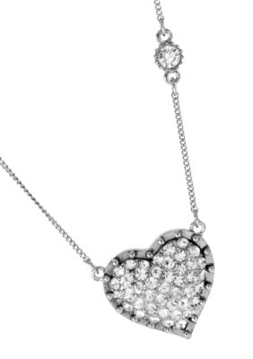 Betsey Johnson Pave Heart Pendant Necklace