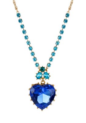 Betsey Johnson Crystal Heart Pendant Necklace