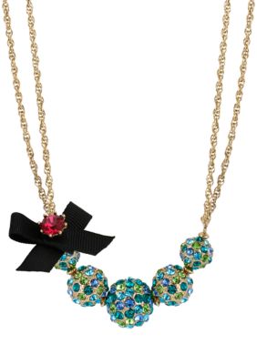 Betsey Johnson Crystal Fireball Frontal Necklace
